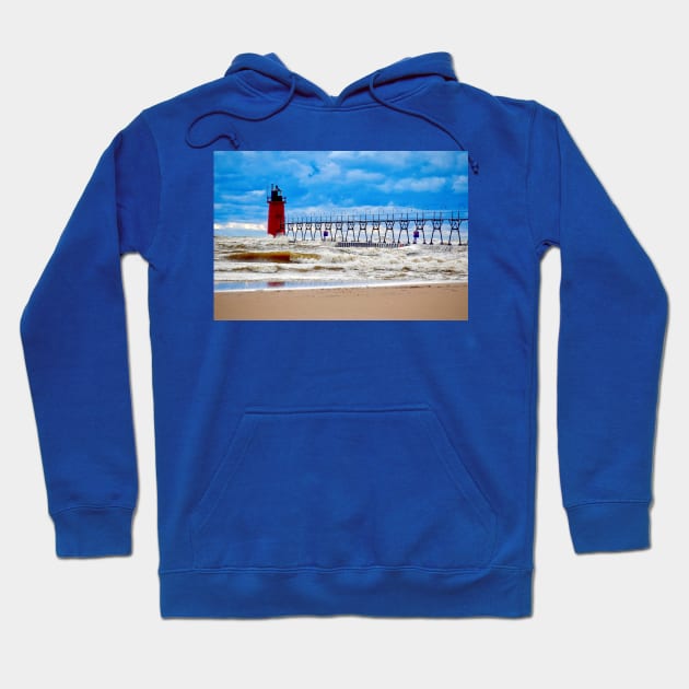 "Turbulent" - South Haven Lighthouse Hoodie by Colette22